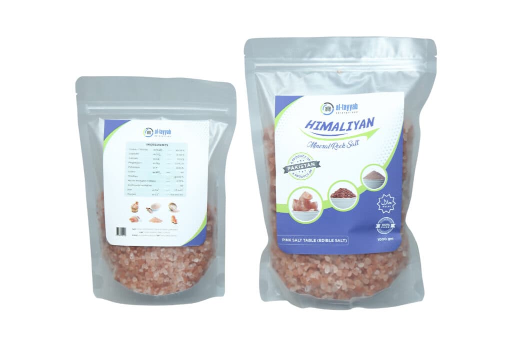Al-Tayyab Himalayan pink edible salt retail packs